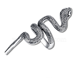 Alloy Open Cuff Ring, Knitting Loop Crochet Loop, Yarn Guide Finger Holder for Women, Antique Silver, Snake, Inner Diameter: 1.9cm(SENE-PW0017-15K)