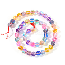 Synthetic Moonstone Beads Strands, Holographic Beads, Dyed, Round, Mixed Color, 8mm, Hole: 0.7mm, 48pcs/strand, 15 inch(G-S283-8mm-M2)
