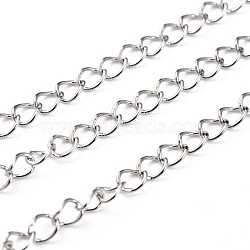 Tarnish Resistant 304 Stainless Steel Curb Chain, Soldered, with Spool, Oval, Stainless Steel Color, 4x3x0.5mm, 82 Feet(25m)/roll(CHS-H031-05P)