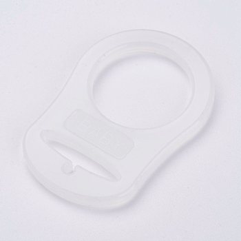 Eco-Friendly Plastic Baby Pacifier Holder Ring, White, 48x32x3mm, Hole: 22mm