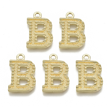 Alloy Pendants, Cadmium Free & Nickel Free & Lead Free, Initial Letter, Real 18K Gold Plated, Initial Letter.B, 21x13.5x2mm, Hole: 2mm