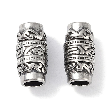 Tibetan Style 316 Surgical Stainless Steel Magnetic Clasps, Column, Antique Silver, 17x8.5x8.5mm, Hole: 5.5mm