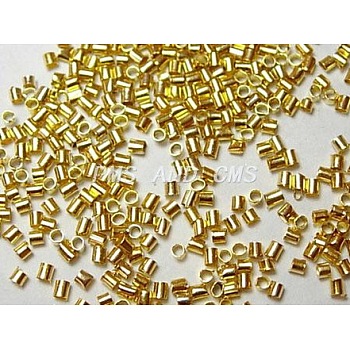 Brass Crimp Beads, Cadmium Free & Lead Free, Tube, Golden Color, Size: about 2.5mm long, 2.5mm wide, hole: 2mm, about 555pcs/10g