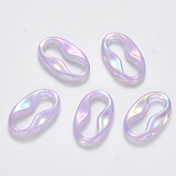 Transparent Acrylic Linking Rings, AB Color Plated, Imitation Gemstone Style, Oval, Lilac, 34.5x21x5.5mm, Inner Diameter: 26.5x9mm