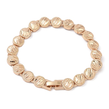 Brass Link Chain Bracelets for Women Men, Light Gold, Flat Round, 7-1/4 inch(18.4cm), Link: 11x8x4mm