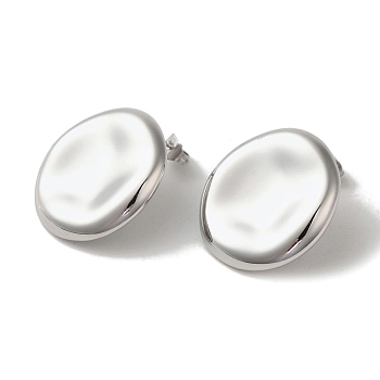 304 Stainless Steel Stud Earrings, Oval, Stainless Steel Color, 24.5x24mm