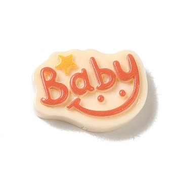 Baby Theme Opaque Resin Decoden Cabochons, Word, 21x28x6.5mm
