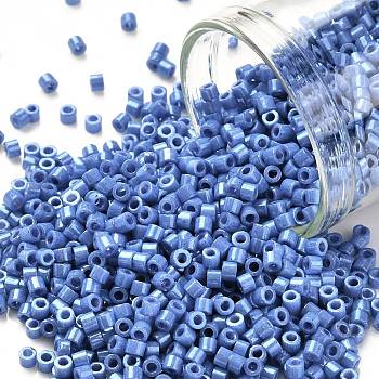 Cylinder Seed Beads, Opaque Colours Luster, Uniform Size, Cornflower Blue, 2x1.5mm, Hole: 0.8mm, about 888pcs/10g