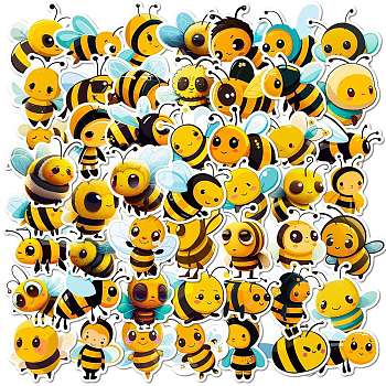 Cartoon Paper Sticker, for DIY Scrapbooking, Craft, Bees, 50~60x41~64x0.1mm, 50pcs/bag