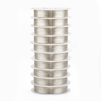 Round Copper Jewelry Wire, Long-Lasting Plated, Silver, 28 Gauge, 0.3mm, about 51.18 Feet(15.6m)/roll