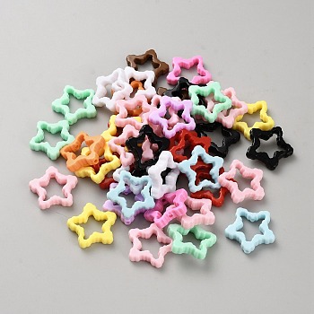 Acrylic Beads Frame, Star, Mixed Color, 28.5x30x6mm, Hole: 2.5mm