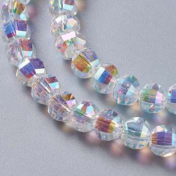 Glass Imitation Austrian Crystal Beads, Faceted Round, Clear AB, 8x7mm, Hole: 1.4mm