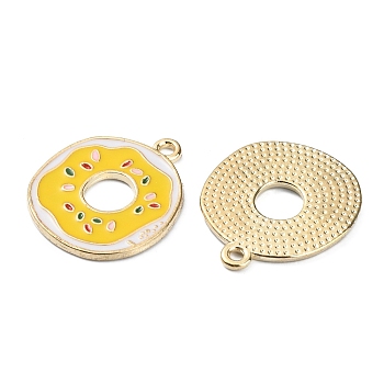 Alloy Enamel Pendants, Light Gold, Donut, Gold, 23x20x1.4mm, Hole: 1.6mm