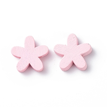 5-Petal Buttons, Wooden Buttons, Pearl Pink, 17mm