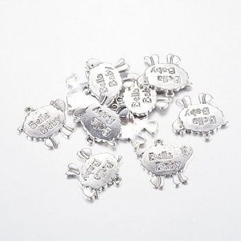 Tibetan Style Pendants, Lead Free & Cadmium Free & Nickel Free, Sheep, Antique Silver Color, about 24mm long, 23mm wide, 1.5mm thick, hole: 2mm