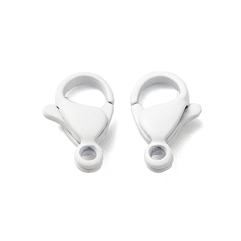 Spray Painted 304 Stainless Steel Lobster Claw Clasps, White, 11x7x3mm, Hole: 1.4mm