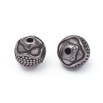 304 Stainless Steel Beads, Rondelle, Antique Silver, 9.5x10mm, Hole: 1.5mm