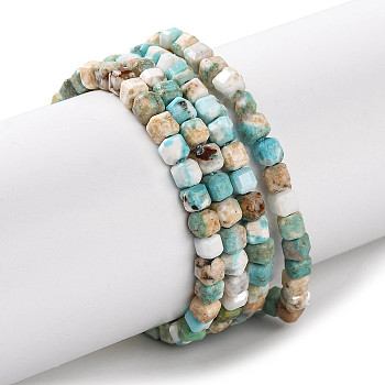 Natural Howlite Beads Strands, Dyed, Faceted, Cube, Mixed Color, 3x3x3mm, Hole: 0.8mm, about 123~140pcs/strand, 15.35''(39cm)