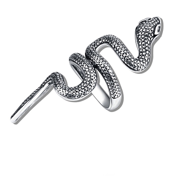 Alloy Open Cuff Ring, Knitting Loop Crochet Loop, Yarn Guide Finger Holder for Women, Antique Silver, Snake, Inner Diameter: 1.9cm