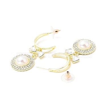 Crystal Rhinestone Dangle Stud Earrings with Imitation Pearl(EJEW-C037-02B-LG)-3