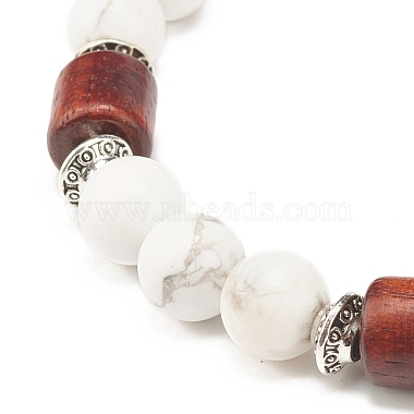 Bracelet extensible en perles d'howlite naturelle pour femme ou homme(BJEW-JB07732-03)-5