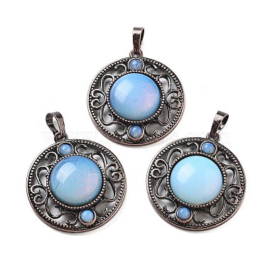 Red Copper Flat Round Opalite Pendants