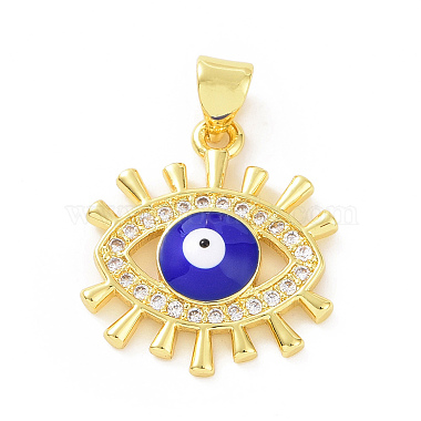 Golden Clear Evil Eye Brass+Cubic Zirconia+Enamel Pendants