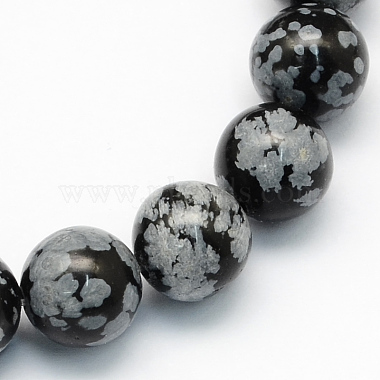 9mm Round Snowflake Obsidian Beads