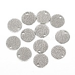 Tarnish Resistant 304 Stainless Steel Charms, Textured, Laser Cut, Flat Round, Stainless Steel Color, 10x0.8mm, Hole: 1.4mm(STAS-I157-08C-P)