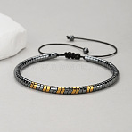 Two Tone Synthetic Non-magnetic Hematite Beads Braided Bead Bracelets, Adjustable Bracelets for Women Men, Gold, 6.30~10.24 inch(16~26cm)(WG8D2F5-01)