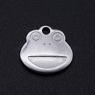 201 Stainless Steel Charms, Frog, Stainless Steel Color, 11.5x12x1.5mm, Hole: 1.6mm(STAS-S105-T838)