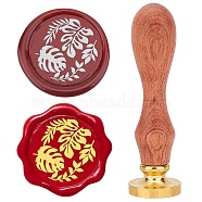 Brass Wax Seal Stamps with Rosewood Handle, for DIY Scrapbooking, Leaf, 25mm(AJEW-WH0412-0131)