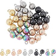 Unicraftale 30Pcs 5 Colors Ion Plating(IP) 304 Stainless Steel Charms, Textured Round, Mixed Color, 9x6mm, Hole: 1.8mm, 6pcs/color(STAS-UN0027-57)