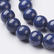 Natural Mashan Jade Round Beads Strands, Dyed, Midnight Blue, 6mm, Hole: 1mm, about 69pcs/strand, 15.7 inch(G-D263-6mm-XS09)