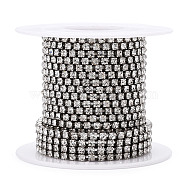 Iron Rhinestone Strass Chains, Rhinestone Cup Chain, Platinum Color Plated, Nickel Free, with Spool, Crystal, 2.5mm, about 16.40 Feet(5m)/Roll(CH-T004-01P)