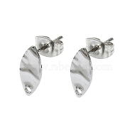 304 Stainless Steel Stud Earring Findings, Horse Eye, 12x5mm, Hole: 1.4mm, Pin: 10.5x0.5mm(STAS-L024-003P-08)