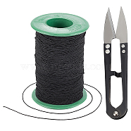 DIY Jewelry Kit, Including 1 Roll Black Cotton Stretch Threads, Scissors, Black, 0.5mm, about 240m/roll(DIY-GF0004-43A)