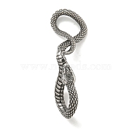 316 Surgical Stainless Steel Pendants, Snake Charm, Antique Silver, 49x20x16.3mm, Hole: 9x10mm(STAS-E212-124B-AS)