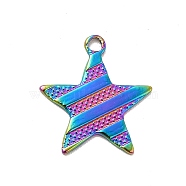 Ion Plating(IP) 304 Stainless Steel Pendants, Star Charms, Rainbow Color, 15x14x1mm, Hole: 1.5mm(STAS-F282-05MC)