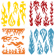 4Pcs 4 Styles PET Waterproof Self-adhesive Car Stickers, Reflective Decals for Car, Motorcycle Decoration, Mixed Color, Fire Pattern, 200x200mm, 1pc/style(DIY-WH0308-225A-003)