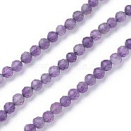 Natural Amethyst Beads Strands, Faceted, Round, 3~3.5mm, Hole: 0.5mm, about 115~130pcs/strand, 14.5~16.1 inch(37~41cm)(G-F619-12-3mm)