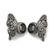 Brass Cubic Zirconia Beads, Long-Lasting Plated, Lead Free & Cadmium Free, Butterfly, Gunmetal, 15x8x9mm, Hole: 3mm(KKB-L215-023B)