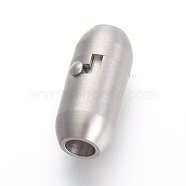 304 Stainless Steel Locking Tube Magnetic Clasps, Matte Style, Oval, Stainless Steel Color, 18x8mm, Hole: 4mm(STAS-F194-14P)