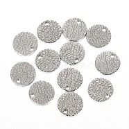 304 Stainless Steel Charms, Textured, Laser Cut, Flat Round, Stainless Steel Color, 10x0.8mm, Hole: 1.4mm(STAS-I157-08C-P)