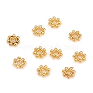 Alloy Daisy Spacer Beads, Long-Lasting Plated, Flower, Golden, 4x1mm, Hole: 1mm(KK-D160-18G)
