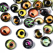 Glass Cabochons, Half Round with Eye Pattern, Mixed Color, 6mm, 30pcs/set(GLAA-WH0030-01)