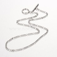 304 Stainless Steel Figaro Chain Necklace, Stainless Steel Color, 17.32 inch(44cm)(NJEW-JN01290)