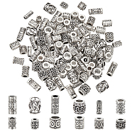 Elite 120Pcs 12 Styles Tibetan Style Alloy Beads, Column, Antique Silver, 6~13.5x6~14x4~9mm, Hole: 2~5.5mm, 10pcs/style(FIND-PH0018-86)