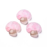 Autumn Theme Transparent Epoxy Resin Cabochons, Faceted, Mushroom, Pink, 20x20x7mm(CRES-S365-01)
