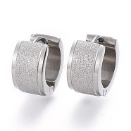 Textured 304 Stainless Steel Huggie Hoop Earrings, Ring, Stainless Steel Color, 12.5x13x7mm, Pin: 1mm(EJEW-L252-017P)
